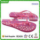 Pvc Jelly Strap Eva Flat Slipper Lovely Heart Print Flip Flops