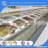 Huayi double sealed Arc sliding glass top doors for Island Display Freezer