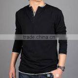 Fashion long sleeve black T-shirt