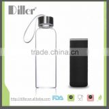 wholesale custom private lable glass water bottle with silicone sleeve or Neoprene sleeve