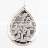 Water Drop Hollow Tree Leaf Aromatherapy Essential Oils Diffuser Locket Necklace Pendant