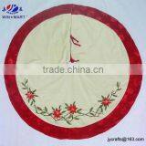 48" Embroidery Poinsettia Tree Skirt thumbnail-1