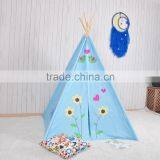 4-Walls Blue Base With Bird Applique Teepee Kids Tent Wigwam Indoor Tipi Playhouse Playroom thumbnail-1