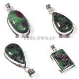 Ruby Zoisite Pendant 925 Silver Jewelry Wholesale Indian Jewelry Fashion Pendant Semi Precious Gemstones thumbnail-5