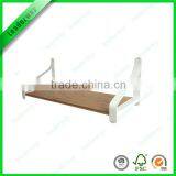 bamboo wall shelf display towel rack with steel bracket