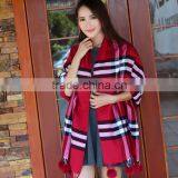 Made in China Designer Wholesale Women's Winter Classic Grid Long Reversible Scarves Shawl thumbnail-3