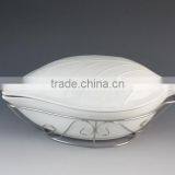 Leaf Shape White Porcelain Casserole With Iron Rack thumbnail-3
