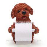 Artificial Cute Poodle Resin Animal Standing Toilet Paper Holder thumbnail-5