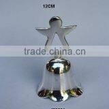 Christmas Brass Bell in Silver Plating With Angle Handle thumbnail-1