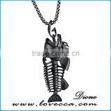 3 Colors Personality Jewelry Fishbone & Fishing Hook Pendant Necklaces Punk Style Men 316L Steel Link Chain thumbnail-3