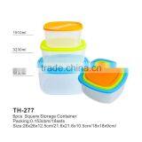 6pcs Food Grade Plastic Storage Conatiner Sqyare Shape NINGBO Plastic Factory thumbnail-1