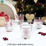 Glass Candle Plates Heart Etched Tealight Votive Holders
