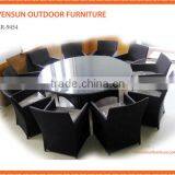 Rattan Garden Dining Set Round Table + 10 Large Carver Chairs Black 2m thumbnail-1