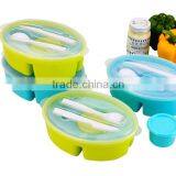 HOT Oval Plastic Food Storage Container Set With Ice Pack Dressing/Food Grade Plastic Lunch Box Set With Fork &knife thumbnail-3