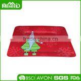 Santa X'mas Tree 10.5 Inch Melamine Dinner Plate in Red Color Suqare Shape thumbnail-1