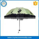 Top Quality Blue Edge Black Curved Handle Ads Print Straight Rain Umbrella thumbnail-1