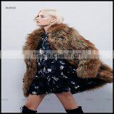 European Style Winter Brown Designer Brand Name Fur Winter Coat thumbnail-5