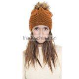 HAODUOYI Winter Knit Fur Ball Decorated Hat Warm Caps for Wholesale thumbnail-6
