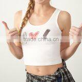 Cheap Cotton Plain White Fashion Printing Women Workout Tank Tops Custom