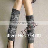 Women's Winter Knitting Snowflake Deer Shape Deer Leg Warmer Footless Knee High Socks 9316 thumbnail-1