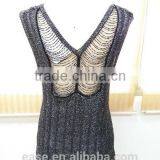 Yellow Color Round Collar Sequined Mohair Women Heavy Knit Cardigan Sweaters thumbnail-1