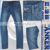 T1144K-2 Medium Indigo Kids Boys Girls Handcraft Pants Trousers Wrinkle Slim Jeans thumbnail-6