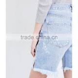 2017 Hot Sale OEM Fashion Style High-rise Cotton Boyfriend Blue Denim Jeans Shorts thumbnail-6