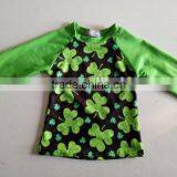 2017 Wholesale Baby Ruffle Sleeve Raglan Shirts Kids Custom Luck Clover 3/4 Green Baseball Tee Toddler Icing T-shirt for Easter thumbnail-1