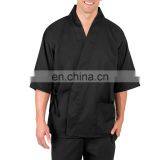 Japan Black Sushi Japan Chef Coat With Half Sleeves 65%Polyester 35%Cotton