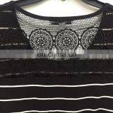 Bud Silk Joining Together Lady's T-shirt Sleeve in Black and White Stripes thumbnail-5