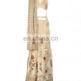 Beige Lengha with Pearls and Applique