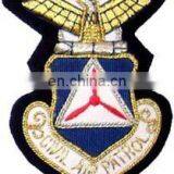 Embroidery Cap Badge Hand Embroidery Custom Cap Badges Air Force Bullion Wire