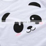 2019 Summer Girls Cotton Panda Print Top Tshirt & Black White Striped pp Skirt 2pc Set thumbnail-5