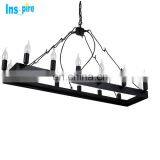 Декоративный большой промышленный подвесной потолочный люстра из черного кованого железа с LED лампами thumbnail-1