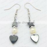 Fashion Hematite Heart Beads Earring;hematite Beads and Silver Color Earring Findings Hematite Earrings 2pcs/set thumbnail-1