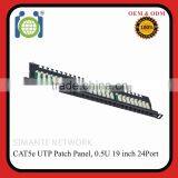 High Quality 0.5U 24 Port UTP Patch Panel CAT.5e Shielded