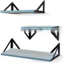 Metal Shelf Rustic Wood Home Decoration Floating Shelves Set Wall Mounted Shelves thumbnail-3