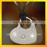 Shiny Polished Like Mirror Heard Shape With Shiny cz Inlaid Titanium or Stainless Steel Pendant thumbnail-1