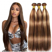 Highlight 4/27# Straight Bundle 100% Human Hair Virgin Hair no Shedding no Tangle