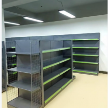 Double Side American Standards Metal White Supermarket Gondola Shelf Rack thumbnail-3