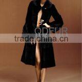 QD22242 Long Whole-hide Rex Rabbit Fur Overcoat With Belt thumbnail-1