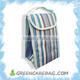 Insulation Canvas Lunch Bag with Blue Stripe for food or cans