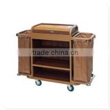 stainless steel&wood Multi-functiion Cleaning Service Trolley, Hotel Room Housekeeping Maid Carty cleaning trolley                        
                                                                                Supplier's Choice