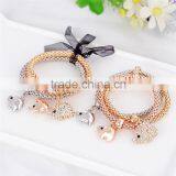 Latest Design Fashion Gold Plated Jewelry Zinc Alloy Rhinestone Elephant Charm Bracelet thumbnail-5
