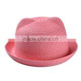 Japanese Style Handmade Straw Hat, Fresh Colorful Cute Cat Hat for Girl thumbnail-3