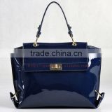 New arrival! Navy patent leather flap messager 2012 Fashion ladies handbag