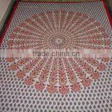 WHITE PRINTED BARMERI PEOCOCK MANDALA PRINTED TAPESTRY thumbnail-1