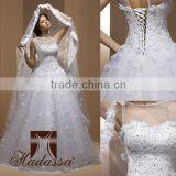 French designe Ball Gown Wedding Dress / Gown Embroided with flowers and Crystal High Quality Mesh