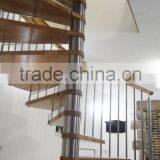 Indoor Stainless Central Pole Wood Spiral Stair With Wood Handrail thumbnail-1