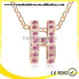 Gold Letter Pendant Alphabet Crystal Necklace, Letter h Necklace thumbnail-5